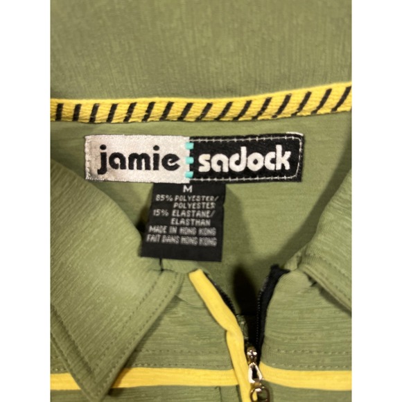 Jamie Sadock Men's Golf Polo Shirt Size M Short Sleeve Zip Neck Green Yellow - Picture 8 of 13